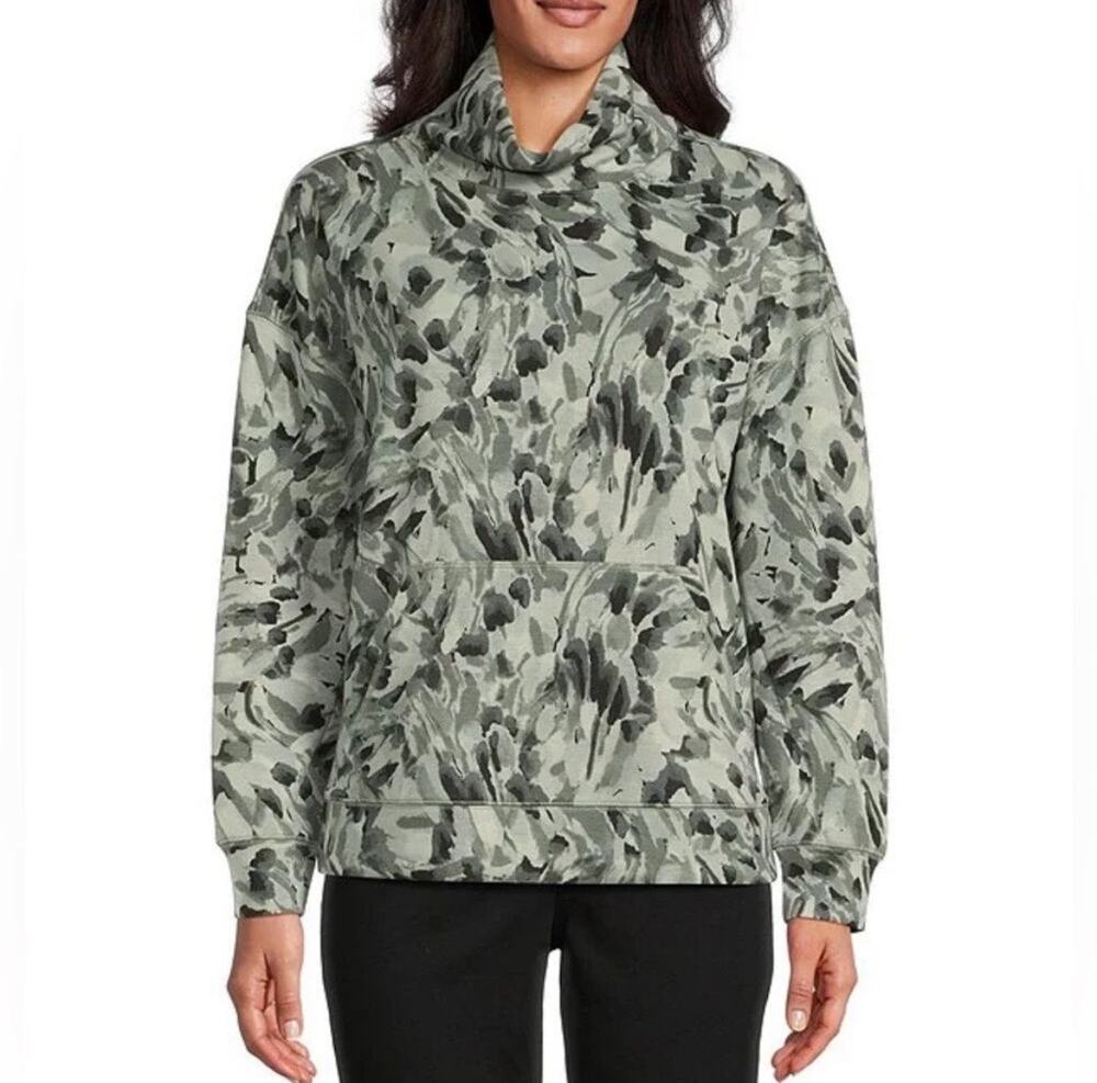 Westbound Knit Mock Neck Soft Jersey Touch Camo Swirl Pullover Size PS